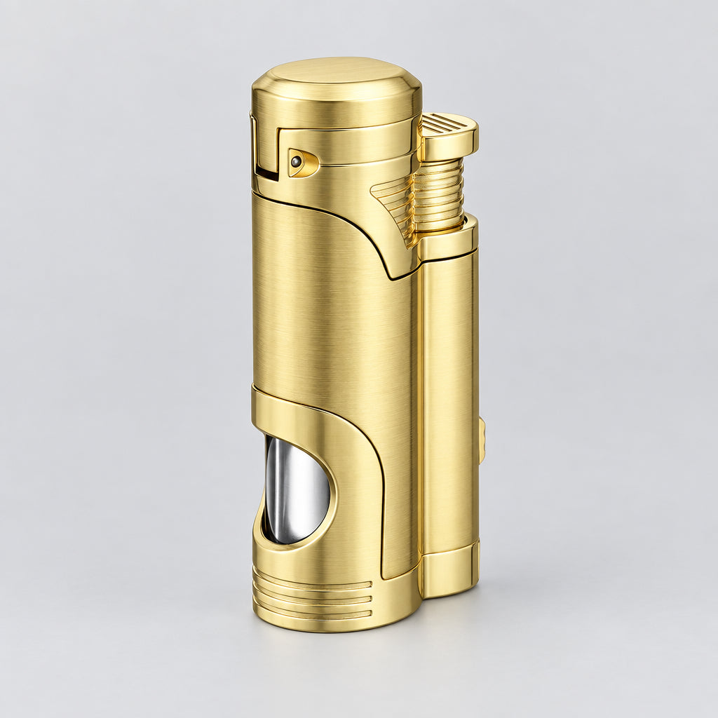 Cigar Torch Lighter, 2-Jet, Large Fuel Window, Cigar Punch