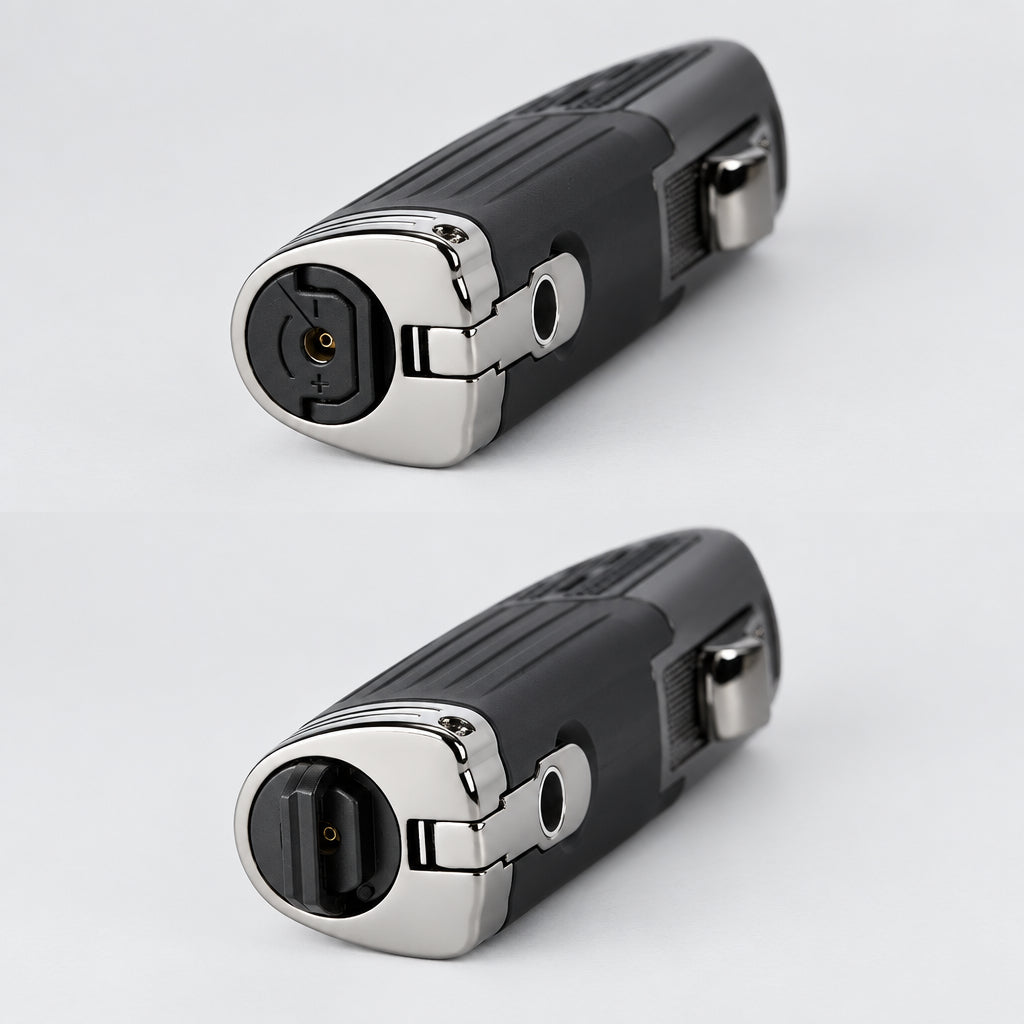 Cigar Lighter Triple Jet Flame Torch Lighter Refillable Butane Lighter with Cigar Punch, 2 Pack, Charcoal