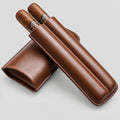 2-Finger Leather Cigar Case, Cigar Humidor Portable Travel Cigar Bag,Cigar Holder(Brown)