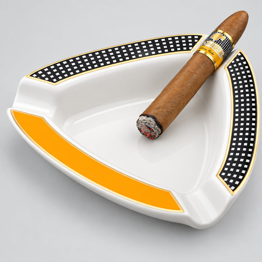 Cigar Ashtray - Premium Triangle Ashtray Deep Basin Holds 3 Cigars Durable
