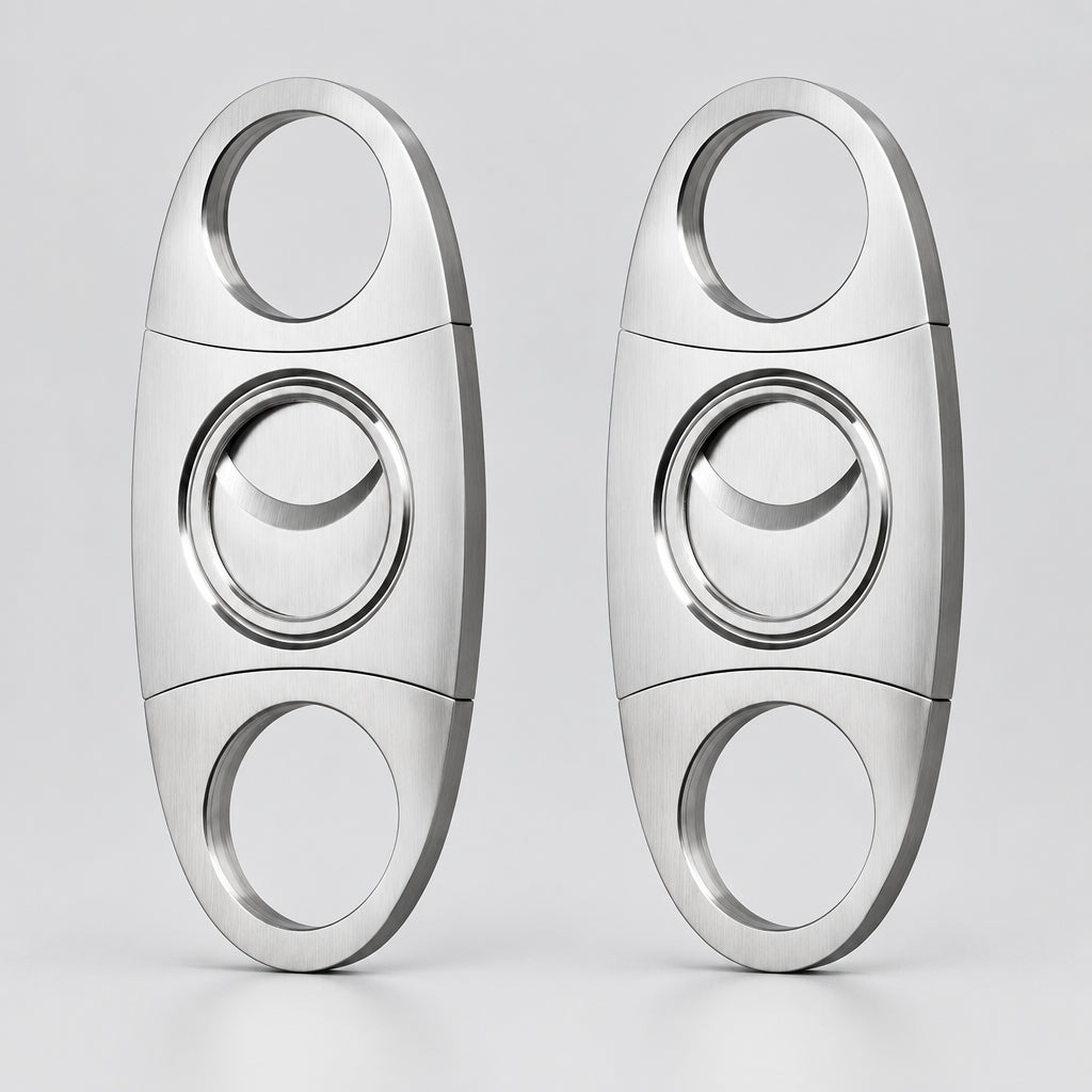Cigar Cutter Guillotine Stainless Steel Smooth Double Blade Exquisite Cigar Clippers Cigar Accessories(2 Pack) (Silver)