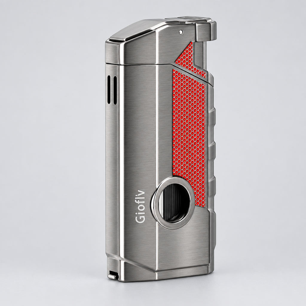 Lighter, Windproof Lighter,For Outdoor,Windproof Triple Jet Flame Torch Lighter with Holder, Refillable and Adjustable Flame Butane Torch Lighter, Premium Gift for Men（Without Butane）
