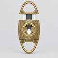 Cigar Cutter Stainless Steel Bronze Engraved V Cut Blade Cigar Guillotine(Gold)