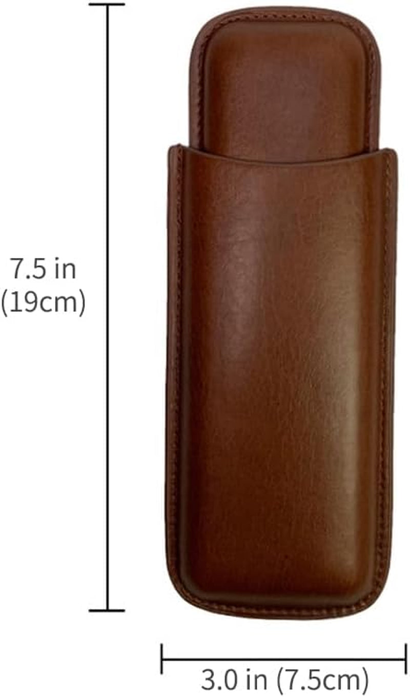 2-Finger Leather Cigar Case, Cigar Humidor Portable Travel Cigar Bag,Cigar Holder(Brown)