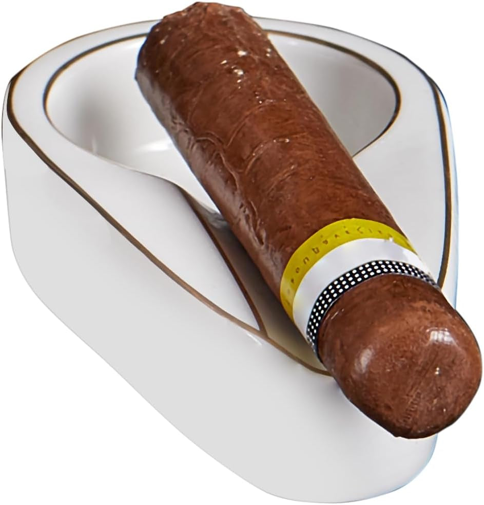 Premium White Cigar Ashtray for Outdoor Use - Stylish Ashtray for Men, Perfect for Patios and Outdoor Cigar Enthusiasts with LOGO