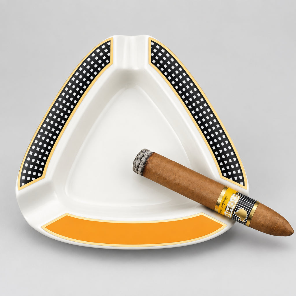 Cigar Ashtray - Premium Triangle Ashtray Deep Basin Holds 3 Cigars Durable