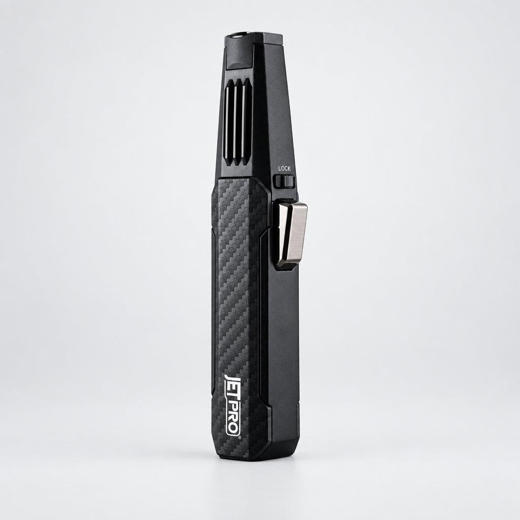 Butane Torch Lighter One-Hand Operation Lighter Adjustable Jet Flame with Safety Lock Kitchen Cooking Torch Gift Box Package (Butane Gas Not Included) (Black)
