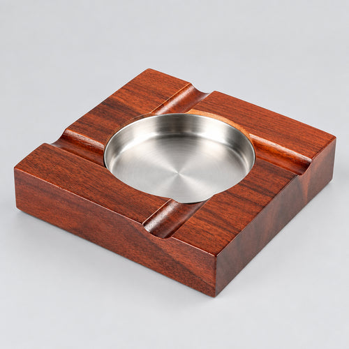 Wood Cigar Ashtray Cigarettes Ashtrays for Indoor Outdoor Patio Home Office Use Square Wooden Brown Cigar Ash Tray Gifts for Men with GIFT BOX (Classic)