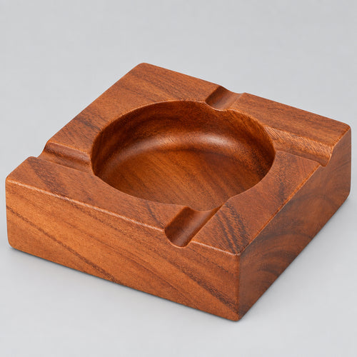 Wooden Cigar Ashtray, 5.4" Square Ash Tray with 4 Slots Holder, Outdoor & Indoor Use, Modern Table Cigar Accessories for Men, Home Decor
